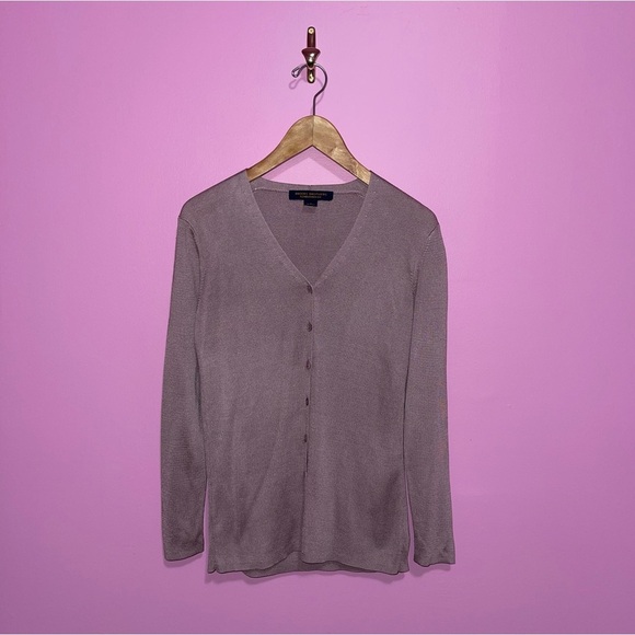 Brooks‎ Brothers Cardigan Sweater Women’s Small 100% Silk Purple Mauve Vintage - Picture 2 of 8